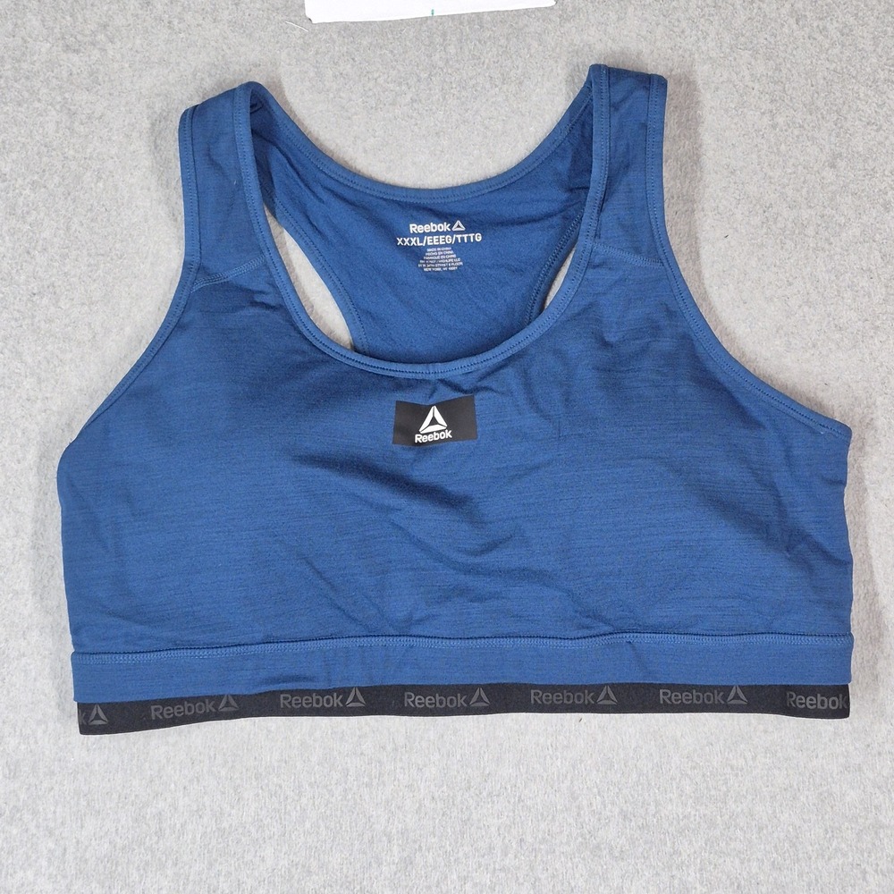 Reebok Women Sports Bra 3XL Blue Wireless Racerback Pullover